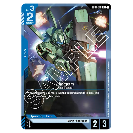 Jegan GD01-016 card from the Gundam Card Game set Newtype Rising
