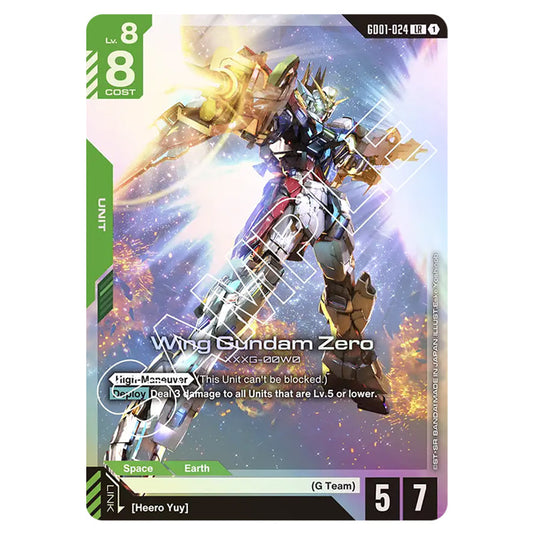 Wing Gundam Zero GD01-024 card from the Gundam Card Game set Newtype Rising