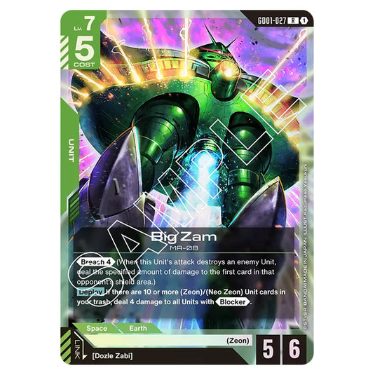 Big Zam GD01-027 card from the Gundam Card Game set Newtype Rising