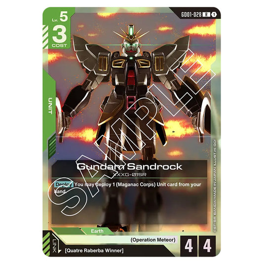 Gundam Sandrock GD01-028 card from the Gundam Card Game set Newtype Rising