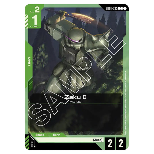 Zaku Ⅱ GD01-035 card from the Gundam Card Game set Newtype Rising