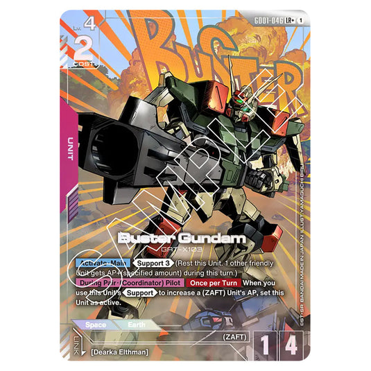 Buster Gundam GD01-046a card from the Gundam Card Game set Newtype Rising
