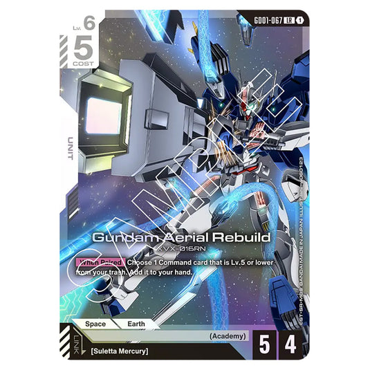 Gundam Aerial Rebuild GD01-067 card from the Gundam Card Game set Newtype Rising