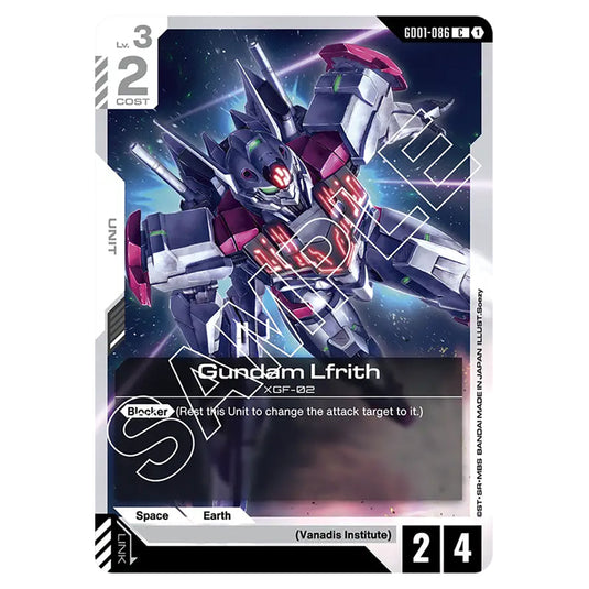 Gundam Lfrith GD01-086 card from the Gundam Card Game set Newtype Rising