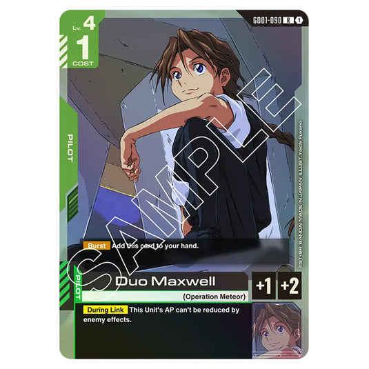 Duo Maxwell GD01-090 card from the Gundam Card Game set Newtype Rising