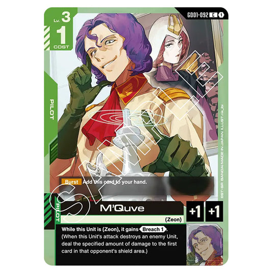 M'Quve GD01-092 card from the Gundam Card Game set Newtype Rising