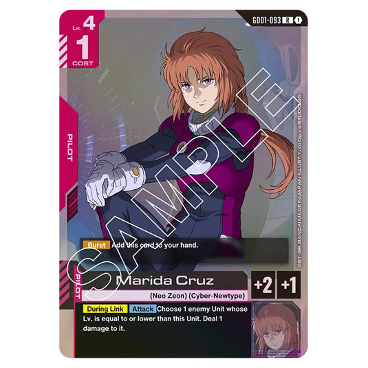 Marida Cruz GD01-093 card from the Gundam Card Game set Newtype Rising