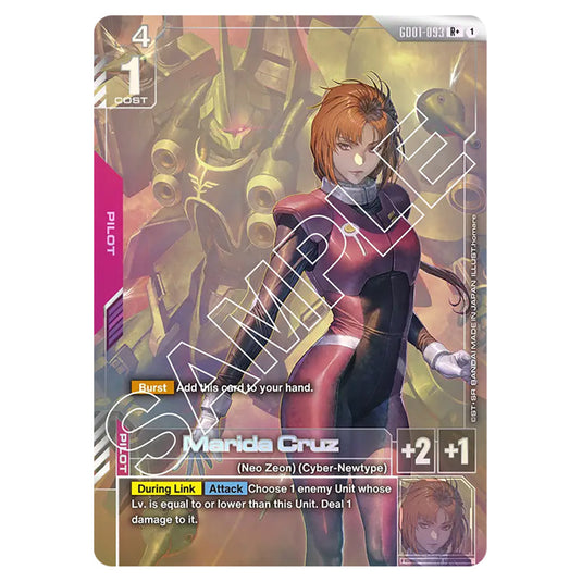 Marida Cruz GD01-093a card from the Gundam Card Game set Newtype Rising