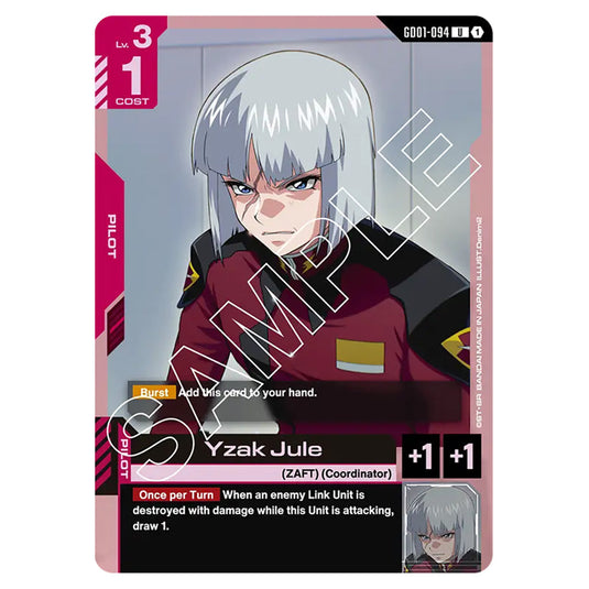 Yzak Jule GD01-094 card from the Gundam Card Game set Newtype Rising