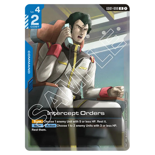 Intercept Orders GD01-099 card from the Gundam Card Game set Newtype Rising