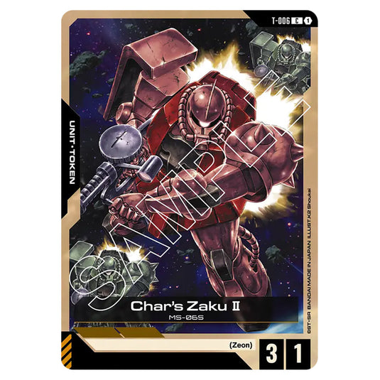 Char's Zaku Ⅱ T-006 card from the Gundam Card Game set Newtype Rising