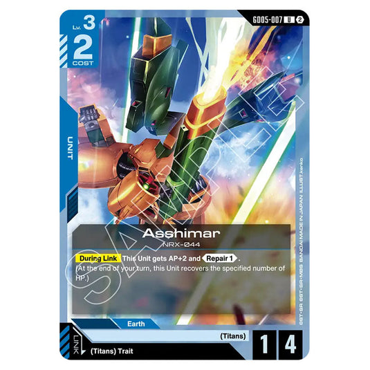Asshimar GD05-007 card from the Gundam Card Game set Freedom Ascension