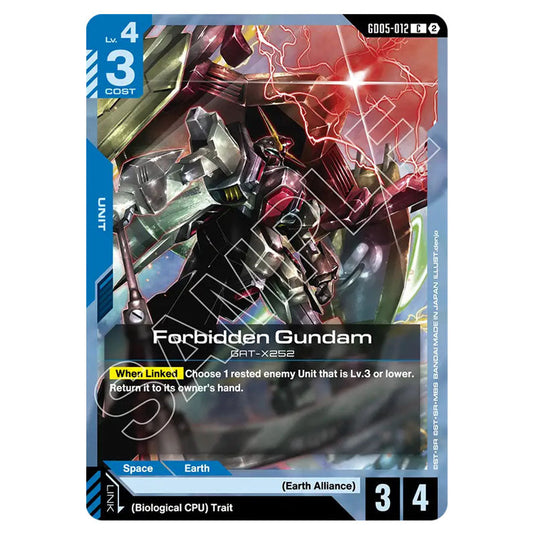 Forbidden Gundam GD05-012 card from the Gundam Card Game set Freedom Ascension
