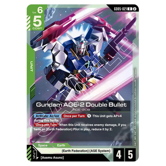 Gundam AGE-2 Double Bullet GD05-021 card from the Gundam Card Game set Freedom Ascension