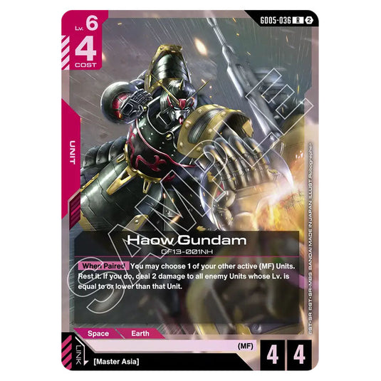 Haow Gundam GD05-036 card from the Gundam Card Game set Freedom Ascension