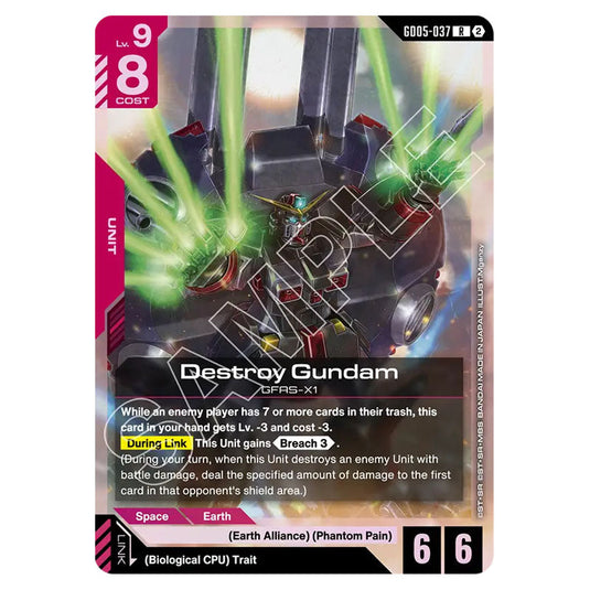 Destroy Gundam GD05-037 card from the Gundam Card Game set Freedom Ascension
