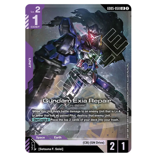 Gundam Exia Repair GD05-050 card from the Gundam Card Game set Freedom Ascension