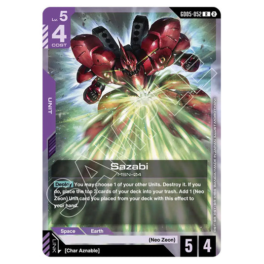 Sazabi GD05-052 card from the Gundam Card Game set Freedom Ascension