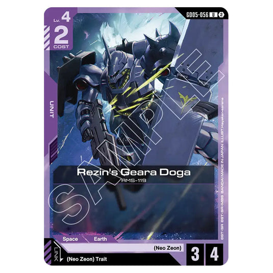 Rezin's Geara Doga GD05-056 card from the Gundam Card Game set Freedom Ascension