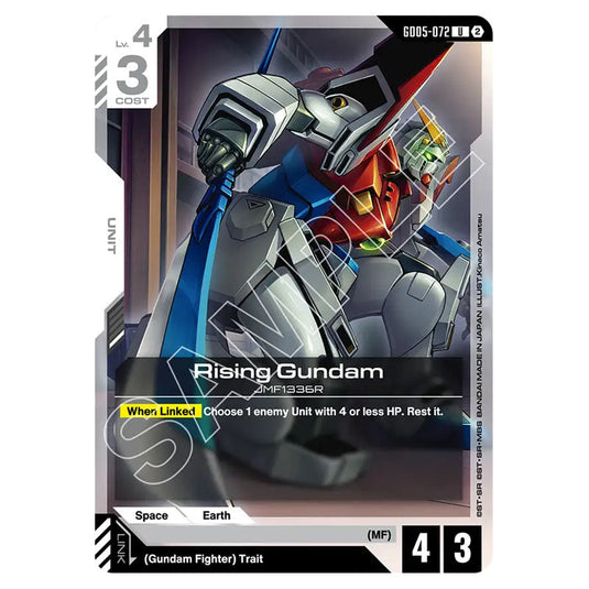 Rising Gundam GD05-072 card from the Gundam Card Game set Freedom Ascension