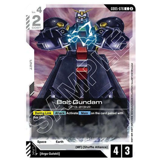 Bolt Gundam GD05-076 card from the Gundam Card Game set Freedom Ascension