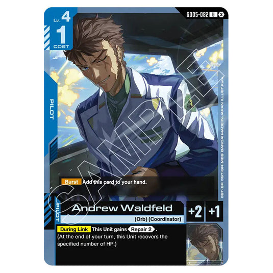Andrew Waldfeld GD05-082 card from the Gundam Card Game set Freedom Ascension