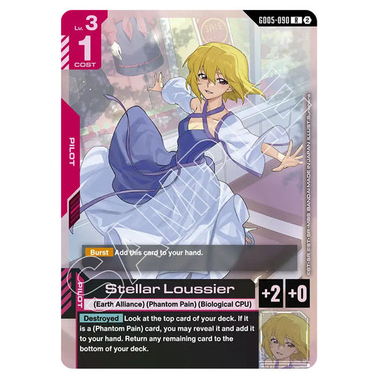 Stellar Loussier GD05-090 card from the Gundam Card Game set Freedom Ascension
