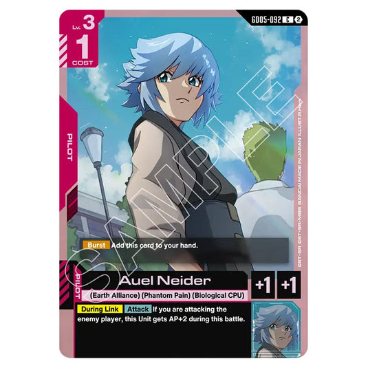 Auel Neider GD05-092 card from the Gundam Card Game set Freedom Ascension