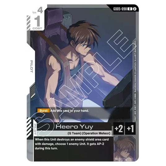 Heero Yuy GD05-098 card from the Gundam Card Game set Freedom Ascension