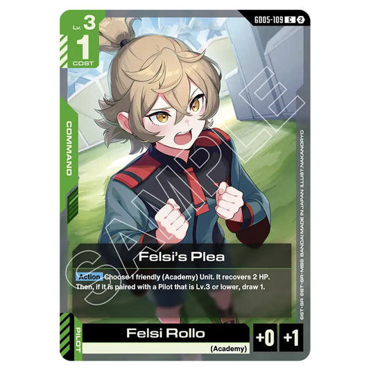 Felsi's Plea GD05-109 card from the Gundam Card Game set Freedom Ascension