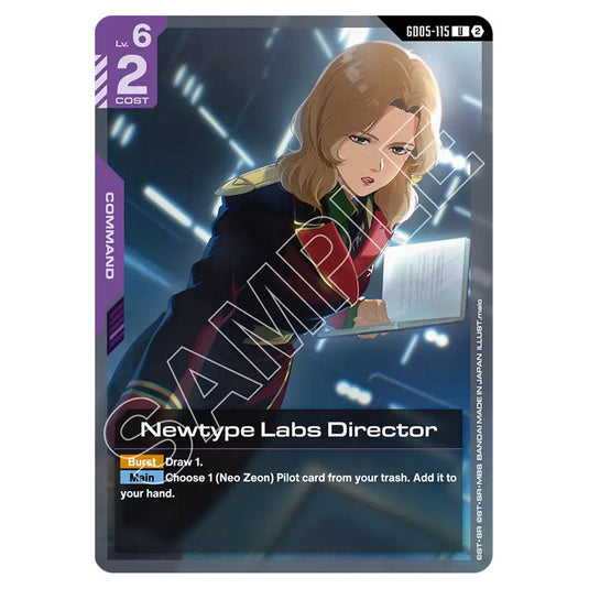 Newtype Labs Director GD05-115 card from the Gundam Card Game set Freedom Ascension