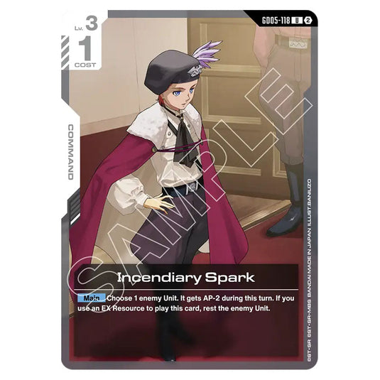 Incendiary Spark GD05-118 card from the Gundam Card Game set Freedom Ascension