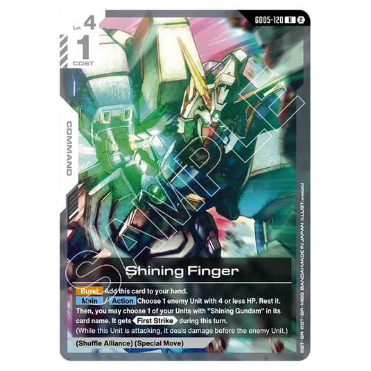Shining Finger GD05-120 card from the Gundam Card Game set Freedom Ascension