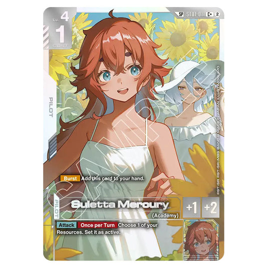 Suletta Mercury ST01-011_p5 card from the Gundam Card Game set Freedom Ascension