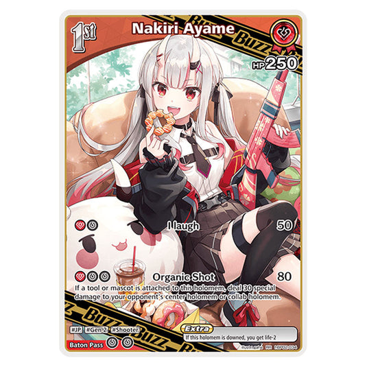 Nakiri Ayame is a Buzz holomem Card From the Hololive Official Card Game Set Quintet Spectrum hBP02-034