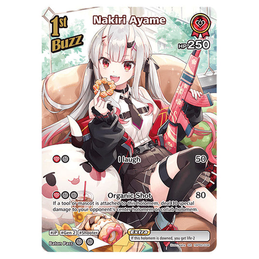 Nakiri Ayame is a Buzz holomem Card From the Hololive Official Card Game Set Quintet Spectrum hBP02-034