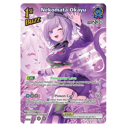 Nekomata Okayu is a Buzz holomem Card From the Hololive Official Card Game Set Quintet Spectrum hBP02-041