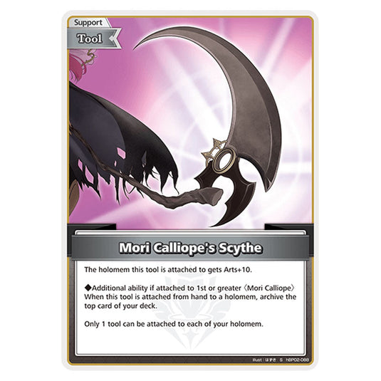 Mori Calliope's Scythe is a Support,Tool Card From the Hololive Official Card Game Set Quintet Spectrum hBP02-088