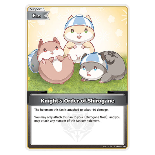 Knight's Order of Shirogane is a Support,Fan Card From the Hololive Official Card Game Set Quintet Spectrum hBP02-100