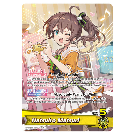 Natsuiro Matsuri is a Oshi Card From the Hololive Official Card Game Set Ayakashi Vermilion hBP06-008