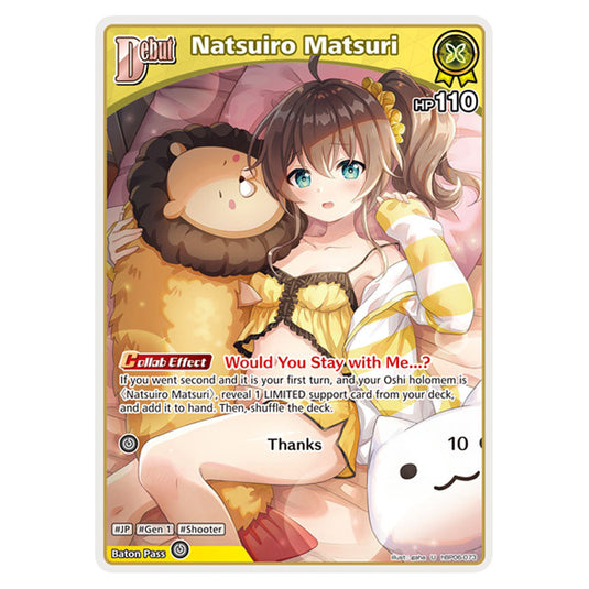 Natsuiro Matsuri is a holomem Card From the Hololive Official Card Game Set Ayakashi Vermilion hBP06-073