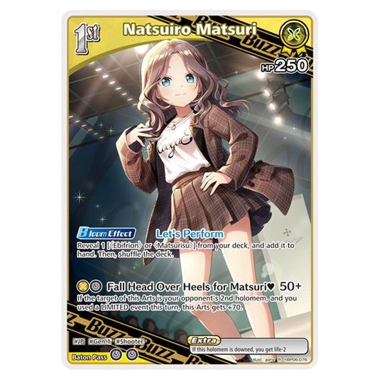 Natsuiro Matsuri is a Buzz holomem Card From the Hololive Official Card Game Set Ayakashi Vermilion hBP06-076