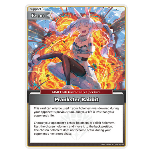 Prankster Rabbit is a Support,Event,LIMITED Card From the Hololive Official Card Game Set Ayakashi Vermilion hBP06-088