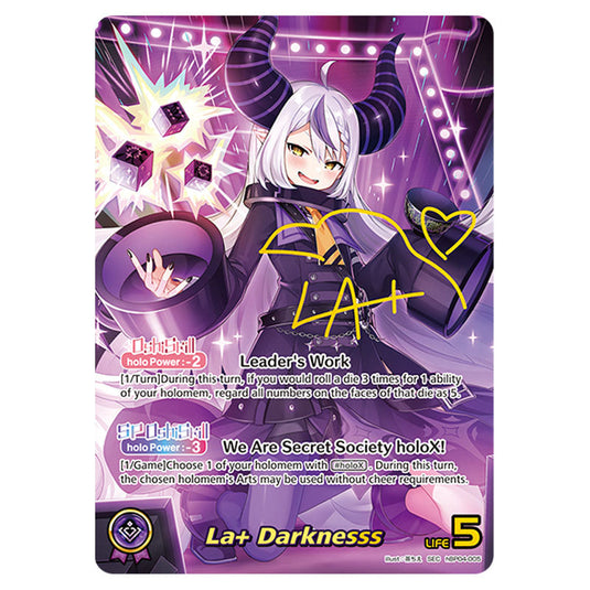 La+ Darknesss is a Oshi Card From the Hololive Official Card Game Set Curious Universe hBP04-005b