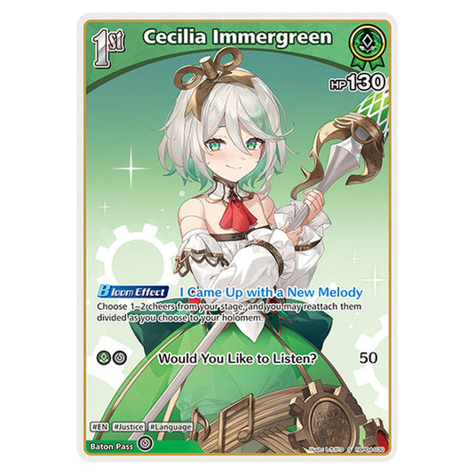 Cecilia Immergreen is a holomem Card From the Hololive Official Card Game Set Curious Universe hBP04-030a