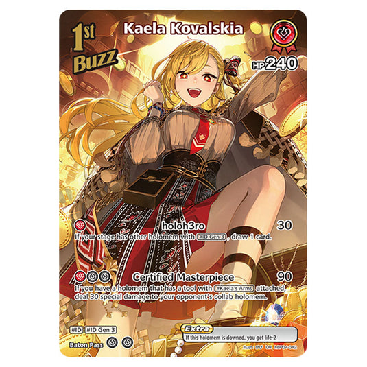Kaela Kovalskia is a Buzz holomem Card From the Hololive Official Card Game Set Curious Universe hBP04-042a
