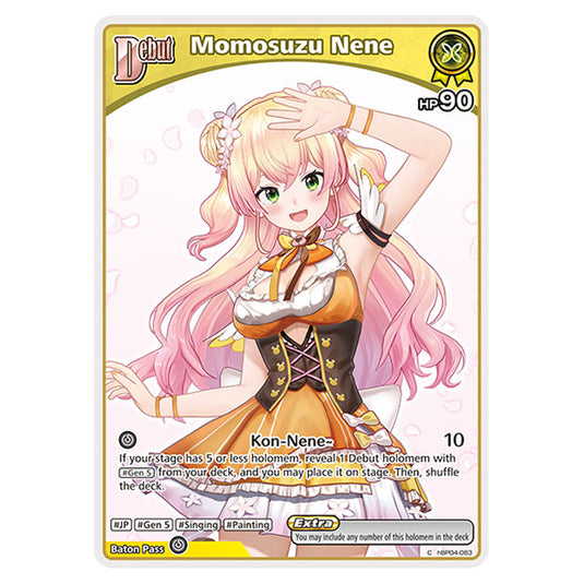 Momosuzu Nene is a holomem Card From the Hololive Official Card Game Set Curious Universe hBP04-083