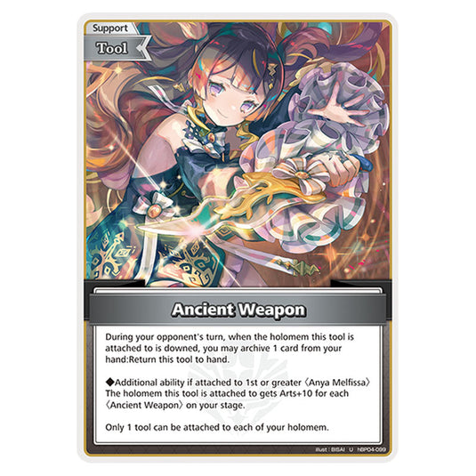 Ancient Weapon is a Support,Tool Card From the Hololive Official Card Game Set Curious Universe hBP04-099