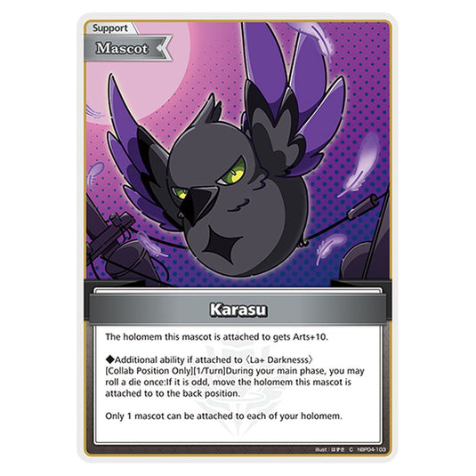 Karasu is a Support,Mascot Card From the Hololive Official Card Game Set Curious Universe hBP04-103