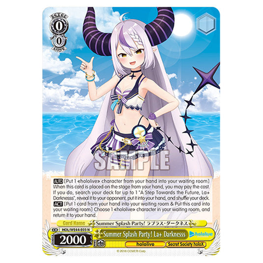 Summer Splash Party! La+ Darknesss HOL/WE44-E03 card from the Weiss Schwarz set Hololive Production Summer Collection